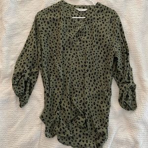 Green animal print top